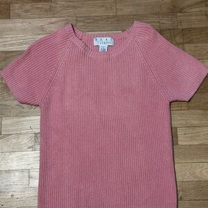 Pink Ribbed Short Sleeve Top